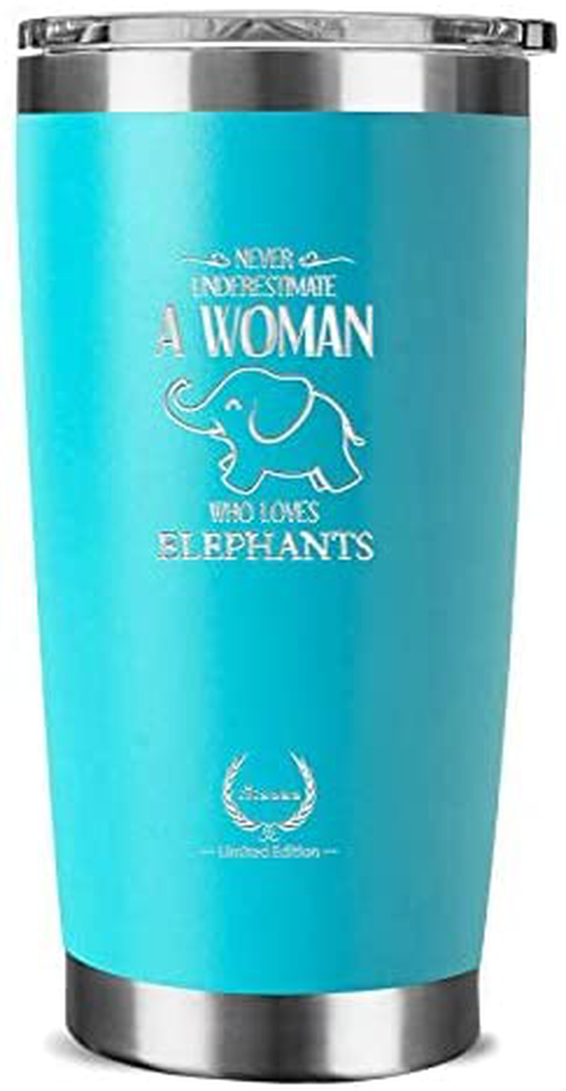 Elephant Gifts for Women-Unique Mothers Day Gifts Birthday Gifts for Her Funny Novelty Wine glass Personalized Present for Girlfriend,Coworkers, Friends Insulated Tumbler 20oz Blue