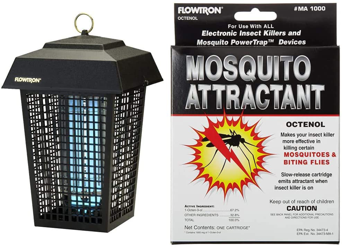 Flowtron BK-40D Electronic Insect Killer, 1 Acre Coverage,Black & MA-1000 Octenol Mosquito Attractant Cartridge