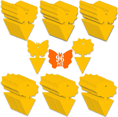 96PCS Fruit Fly Sticky Traps, Fungus Gnat Traps Insect Trap for Plants Kitchen Indoor and Outdoor（96 Orange）