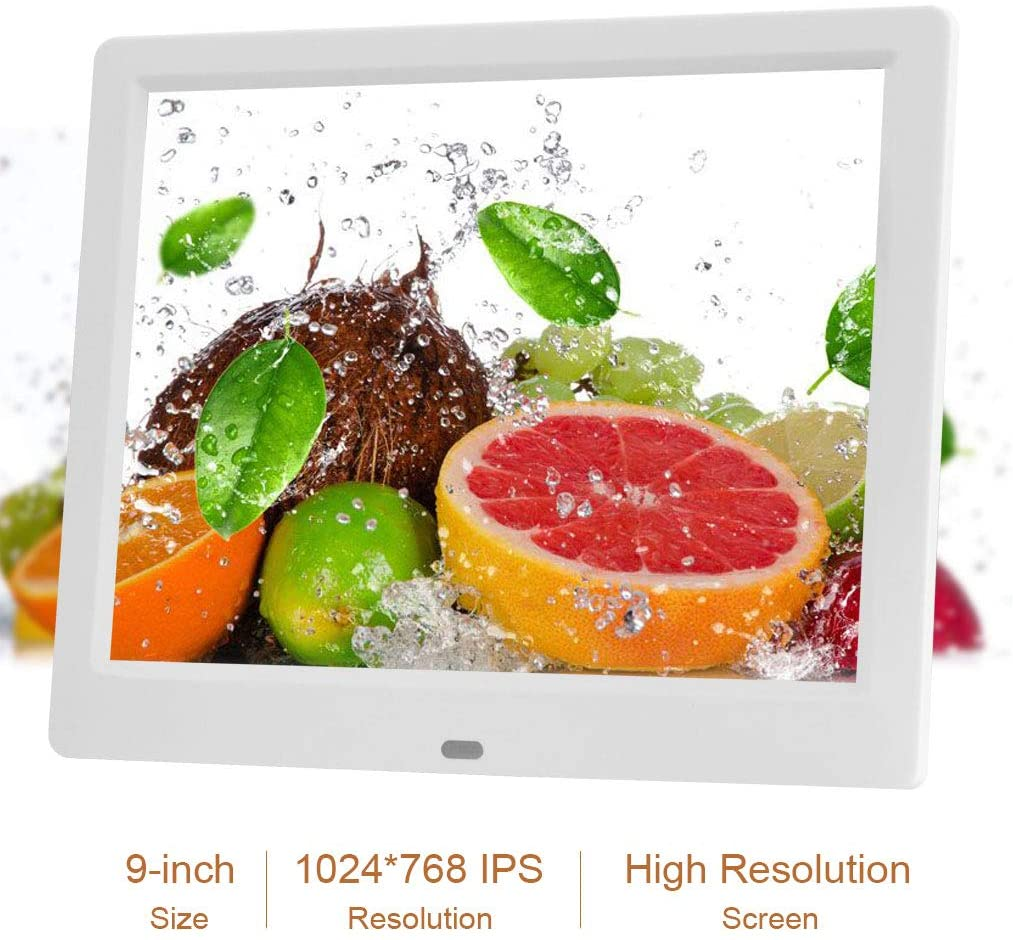 9-Inch Digital Picture Photo Frame 4:3 High Resolution IPS LCD Screen, Mp3/Photo/Video Player with Remote Control
