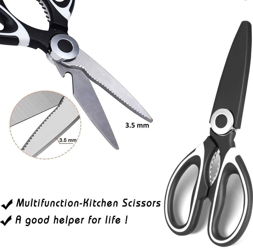 Ultra Sharp Premium Heavy Duty Kitchen Shears and Multi Purpose Scissors(Black/White)