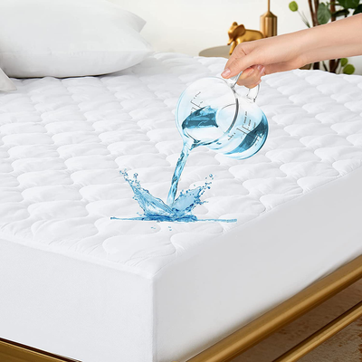 HOS LINENS Mattress Protector 100% Waterproof Twin XL Quilted Fitted Mattress Pad Stretches up to 18 Inches Breathable Noiseless Deep Pocket Soft Filling Mattress Topper Bed Cover Vinyl Free