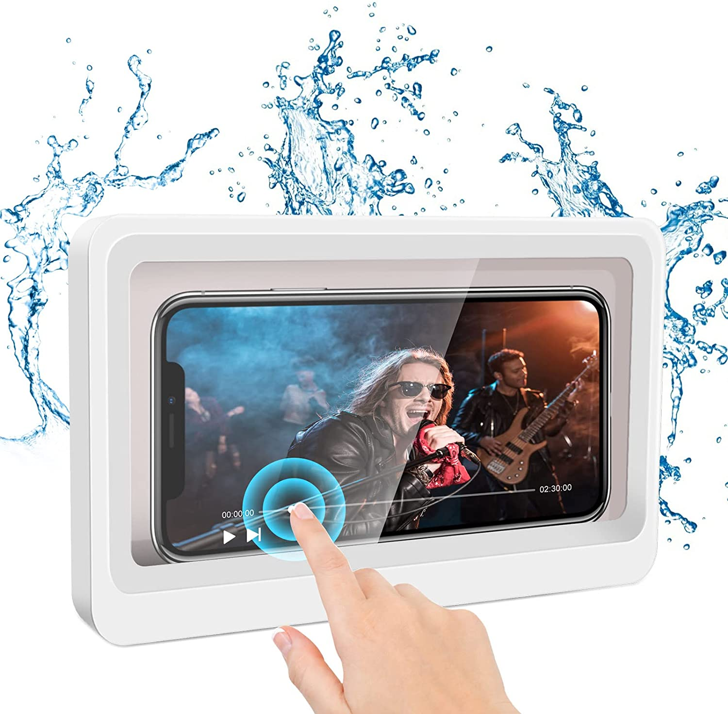 Shower Phone Holder Waterproof Mount - anti Fog High Sensitivity Touch Screen, Wall Mount Shower Phone Case for Bathroom, Compatible with under 6.8 Inch Cell Phones