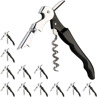 Aoineeseo Waiter Corkscrew, Wine Opener with Serrated Foil Cutter (Black, 12 Pack)