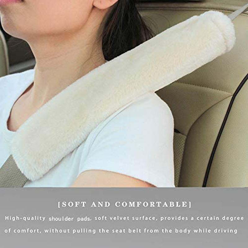 Multi Pack Soft Faux Sheepskin Seat Belt Shoulder Pad for a More Comfortable Driving, Compatible with Adults Youth Kids - Car, Truck, SUV, Airplane, Carmera, Backpack Strap