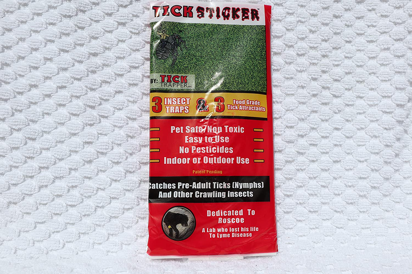 Tick Trapper Tick Sticker Flea, Tick, and Insect Trap - Non-Toxic and Easy to Use - Patent Pending Tick Attractant, Sticky Glue Traps Crawling Insects (Pack of 3)