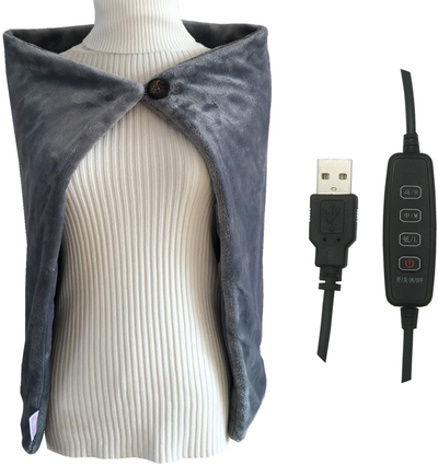USB Heated Shawl, Warm Electric Throws Flannel Blanket Heating Cushion Pad Blanket - 3 Speed Regulating Switch 34"X22"