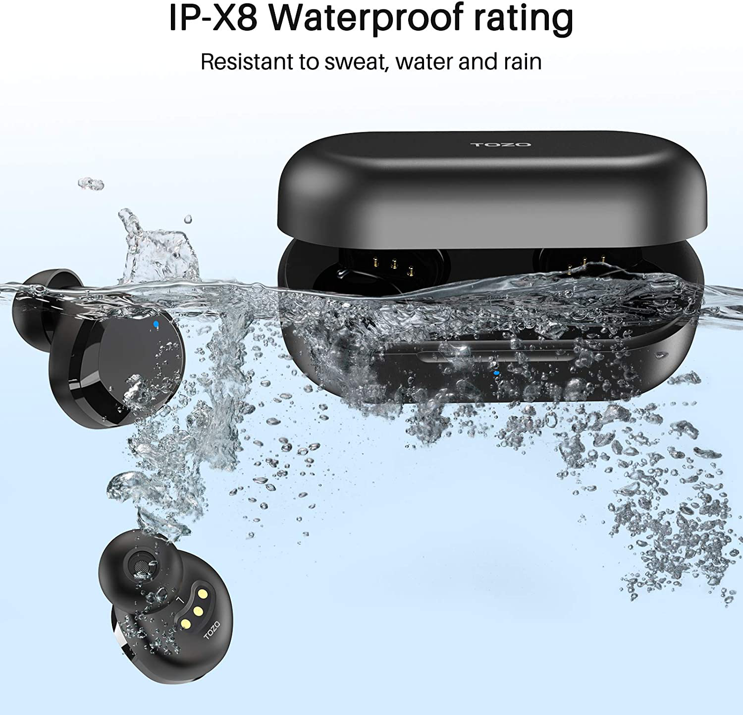 TOZO T12 Wireless Earbuds Bluetooth Headphones Premium Fidelity Sound Quality Wireless Charging Case Digital LED Intelligence Display IPX8 Waterproof Earphones Built-in Mic Headset