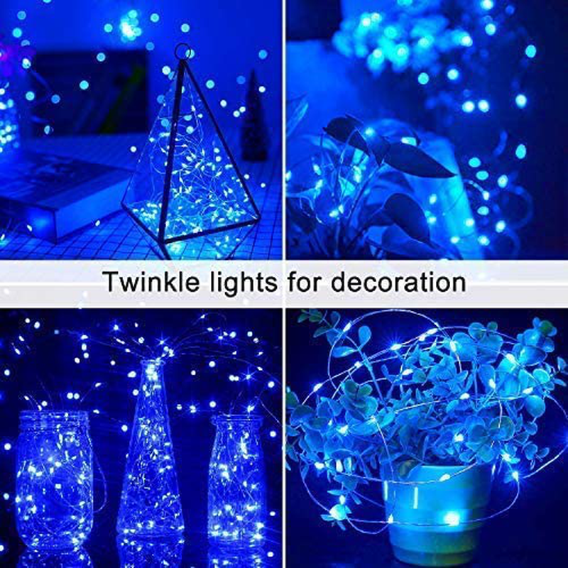 JMEXSUSS Solar Fairy Lights Outdoor Waterproof, 2 Pack Each 33ft 100 LED Solar String Lights, Blue Copper Wire Lights 8 Modes for Patio Garden Party Yard Tree Holiday Wedding Christmas Decoration