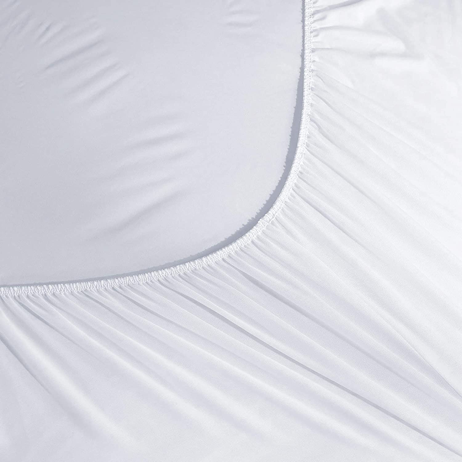 Home Elements Alternative Quilted Fitted, Waterproof Cotton Cover Mattress Pad Topper, Twin, White