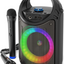 Bluetooth Karaoke Machine with 1 Wireless Karaoke Microphone and 1 Wired Mic - PA Portable Speaker System with LED Party Lights