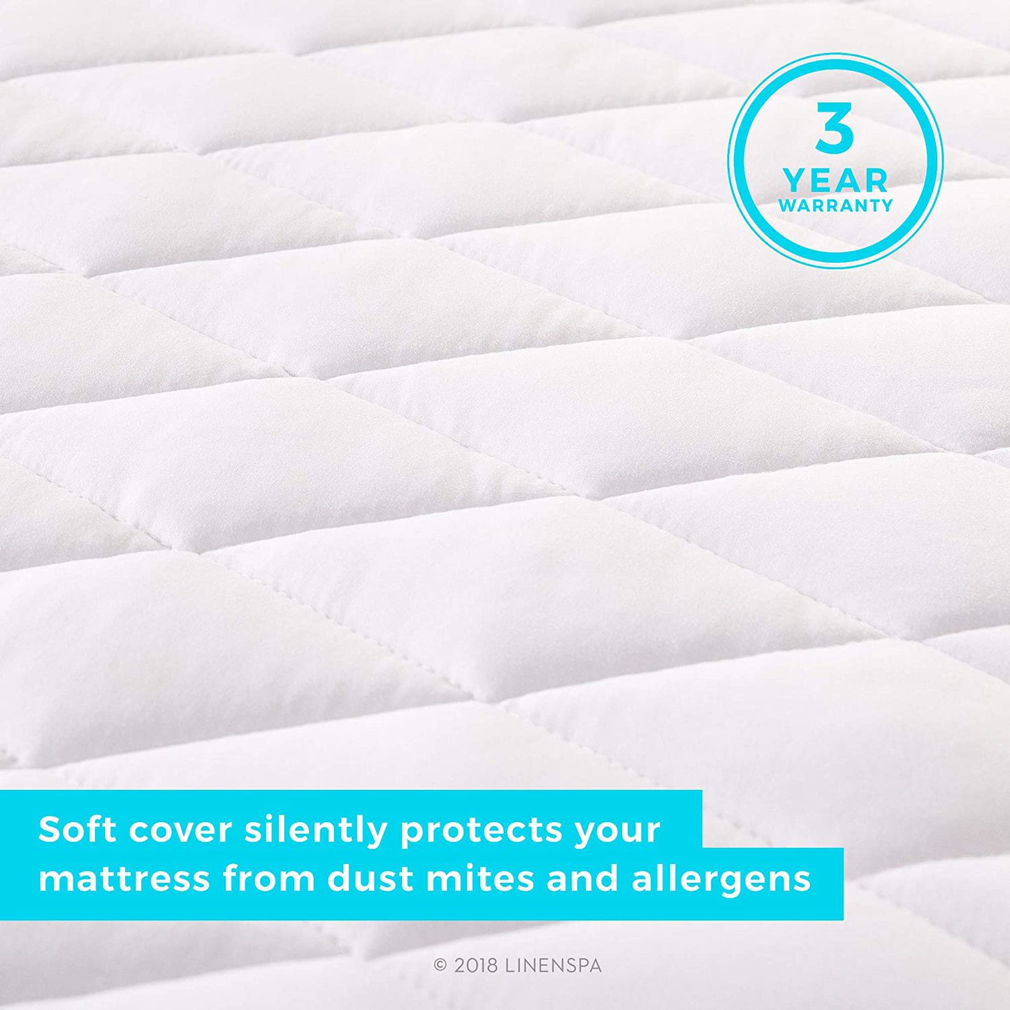 Linenspa Plush Rayon from Bamboo Pillow Top Mattress Pad - Hypoallergenic - Ultra Plush Down Alternative Filled Mattress Topper - Twin XL , White