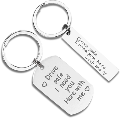 key chains women, Keychain Accessories for Brother Sister Best friend Keychain Gift, 2 Pack Drive Safe I Need You Here with Me Keychain. ASONTAO