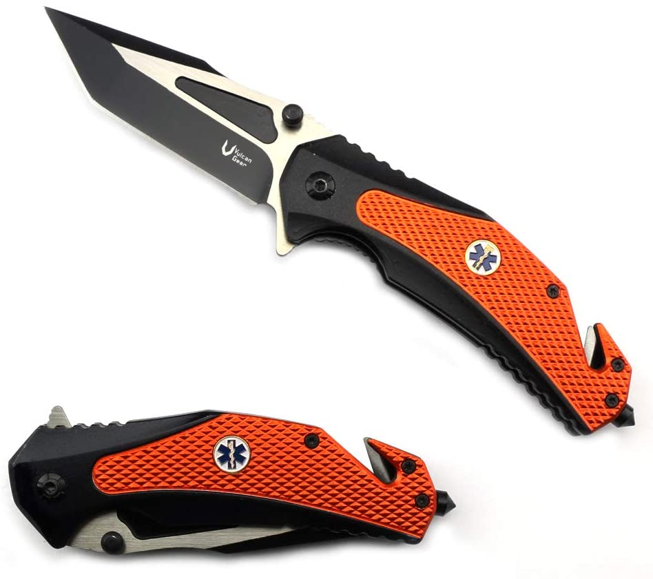 Gear Emergency Service Tactical Assisted Open Metal Rescue Folding Knife