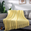 LALIFIT Throw Blanket with Tassel Solid Soft Sofa Couch Cover Decoration Knitted Blankets Gifts for Home Decorate 50" x 60"(Chevron Yellow)