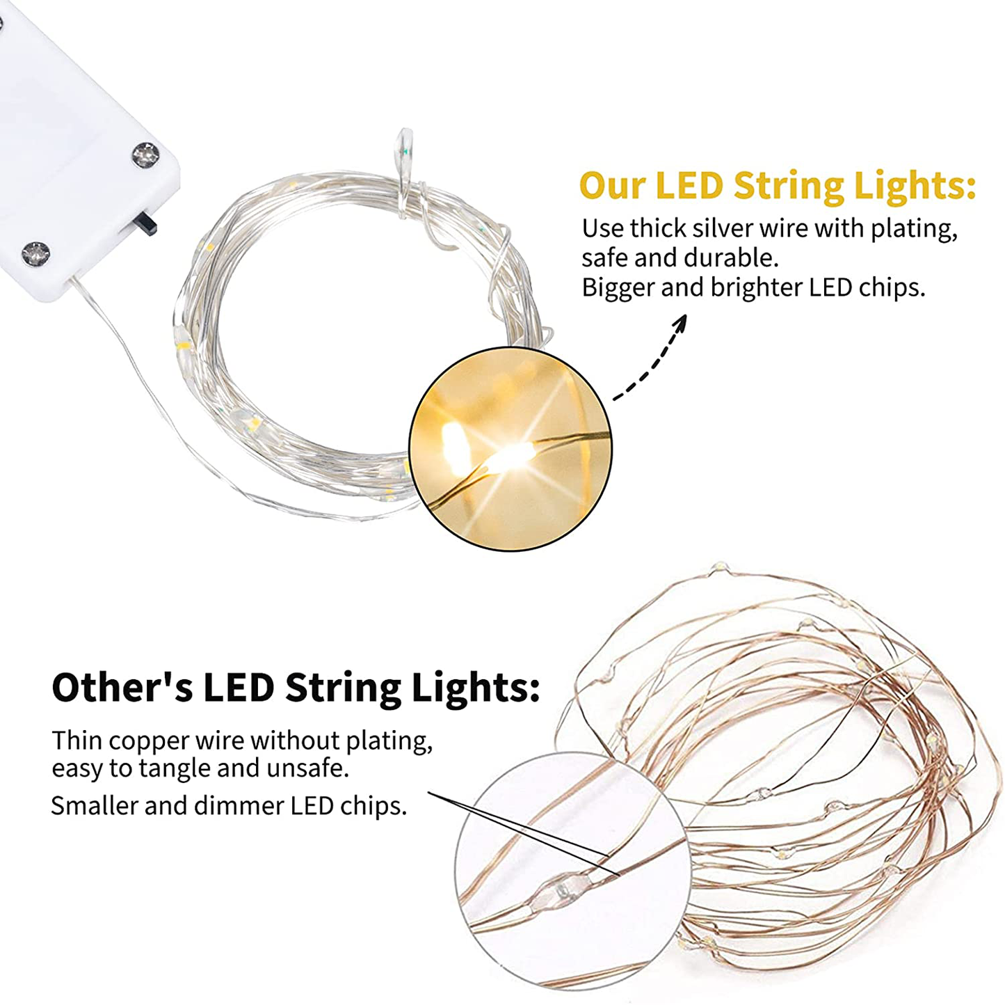 16 Pack Fairy Lights Battery Operated 7 Feet 20 Led Mini Firefly String Lights with Flexible Silver Wire for Wedding Centerpieces Mason Jar Craft Christmas Garlands Party Decorations, Warm