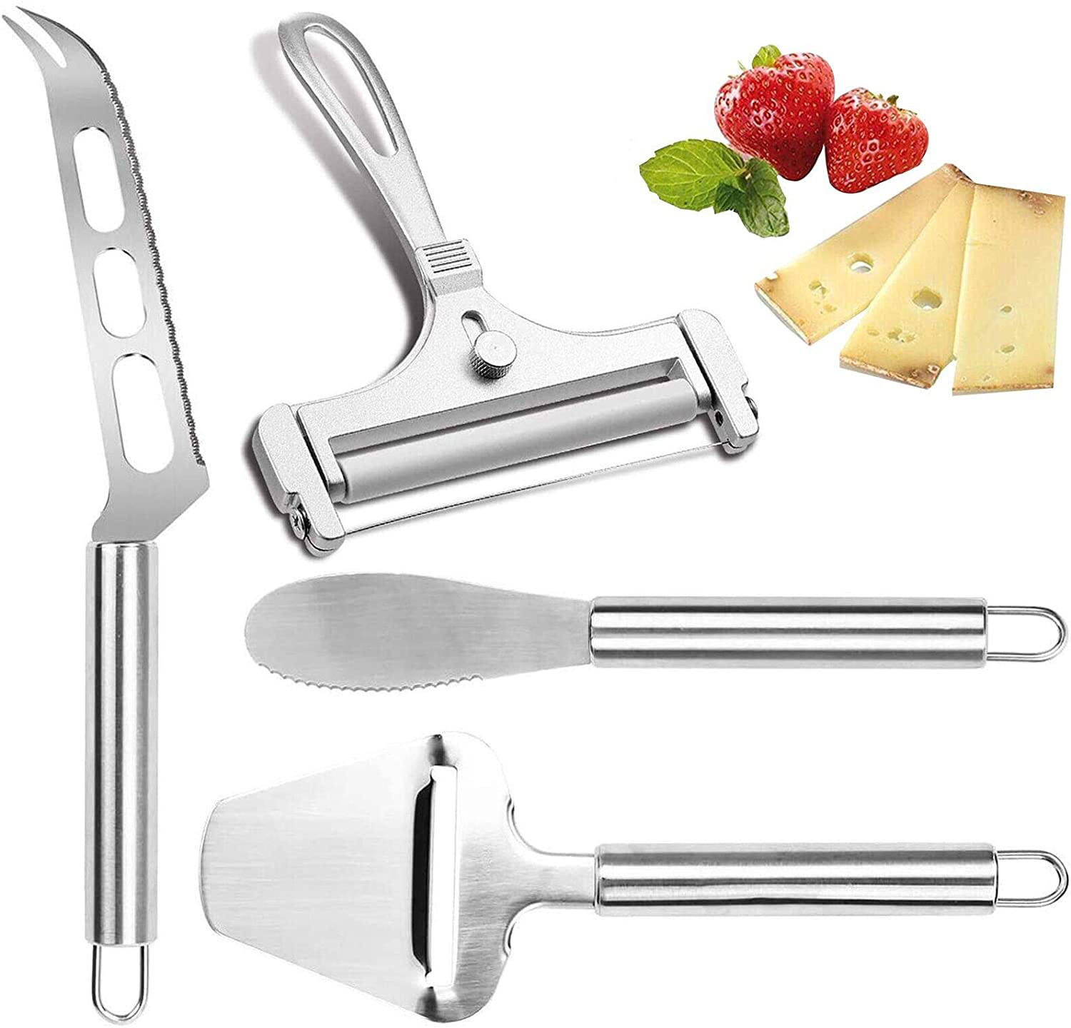 Cheese Knives with Wood Handle Steel Stainless Cheese Slicer Cheese Cutter (Option A)