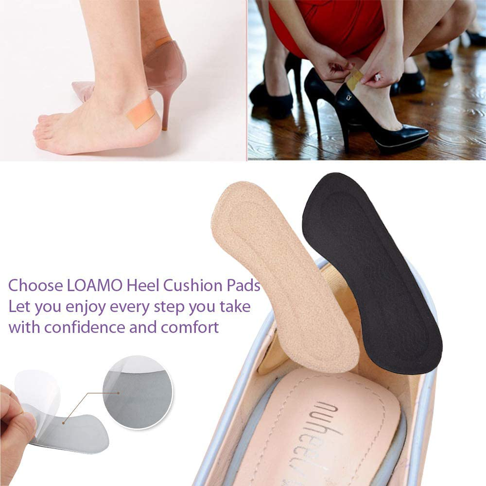 LOAMO Heel Cushion Pads ,Forefoot Cushions,Heel Shoe Grips, Ball of Foot Metatarsal Pad Inserts Liners Reusable Insoles for Improved Shoe Fit and Comfortable,Heel Stickers for Man & Women —6 Pair