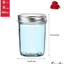 LovoIn 12 Pack 12 oz Glass Jars with Silver Metal Airtight Lids, Fashioned Mason Jars for Jams, Jellies, Fruit Syrups, Body Milk, Pizza Sauce - Blue