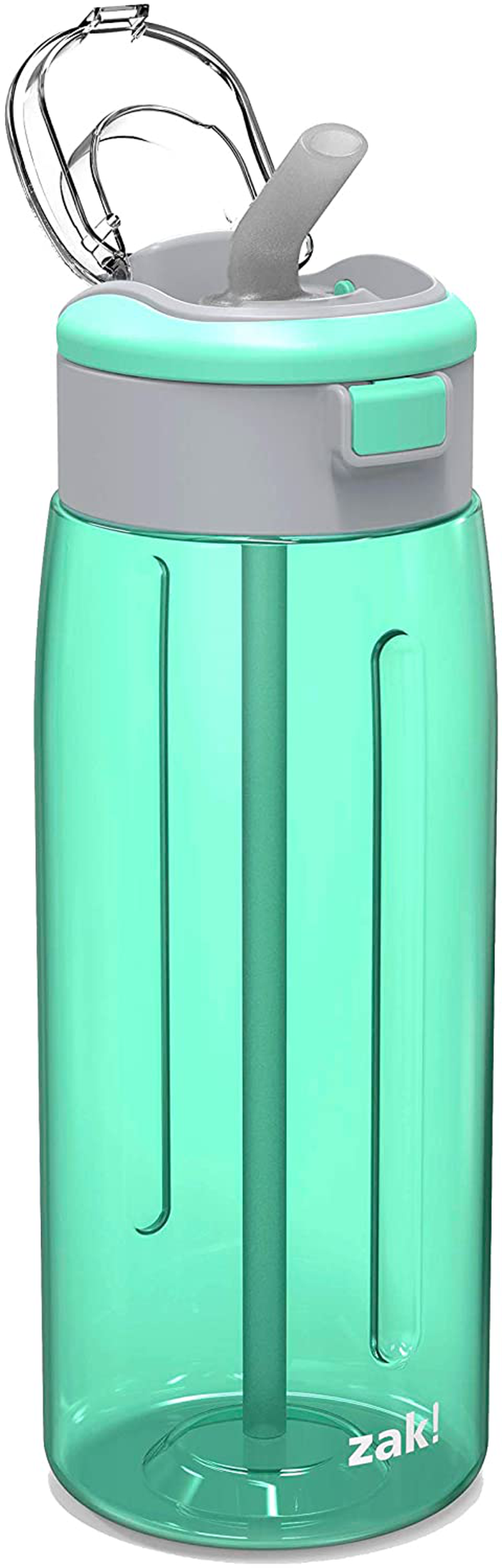 Zak Designs Genesis 64oz Durable Plastic Water Bottle with Interchangeable Lid and Built-In Carry Handle, Leak-Proof Design is Perfect for Outdoor Sports, Viola