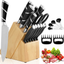 Knife Set, Rockindeer 20 Pieces Kitchen Knife Set with Block Wooden, Japan Stainless Steel Professional Ultra Sharp Boxed Chef Knife Set and Kitchen Tool Set