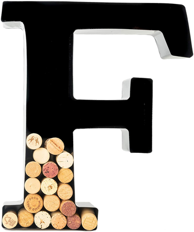 Wine Cork Holder - Metal Monogram Letter (F), Black, Large | Wine Lover Gifts, Housewarming, Engagement & Bridal Shower Gifts | Personalized Wall Art | Home Décor