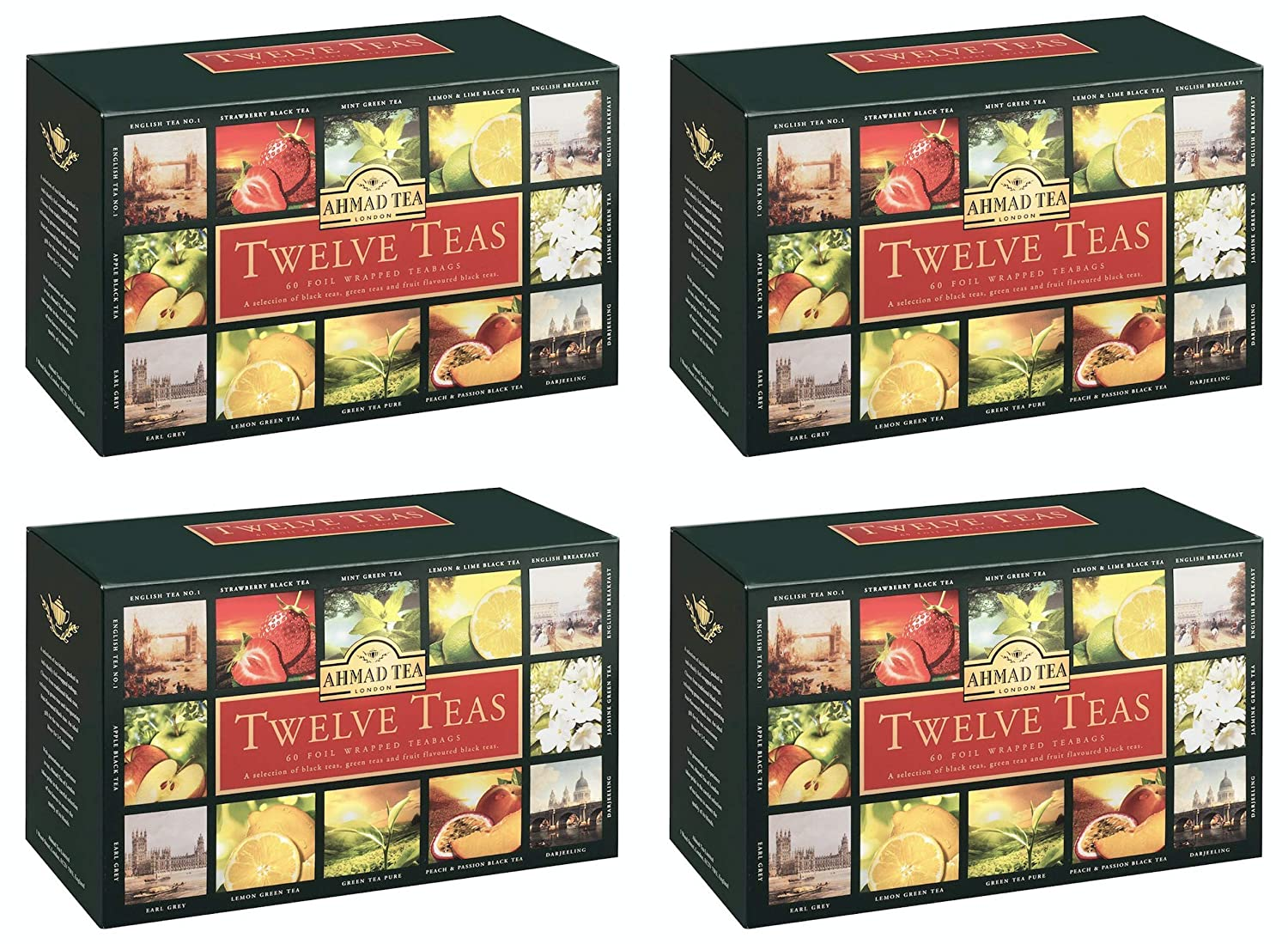 Ahmad Tea Variety Gift Box, 60 Foil Enveloped Teabags, Twelve Teas, 1 Count