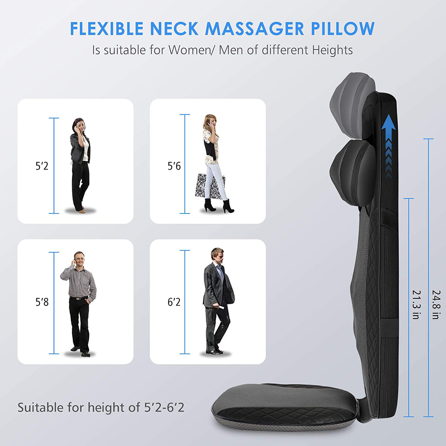 Comfier Shiatsu Neck & Back Massager with Heat, Massagers for Neck and Back Deep Tissue,Adjustable Shiatsu Nodes,Full Body Massage Chair Pad for Office,Home,Gifts for Mom,Dad