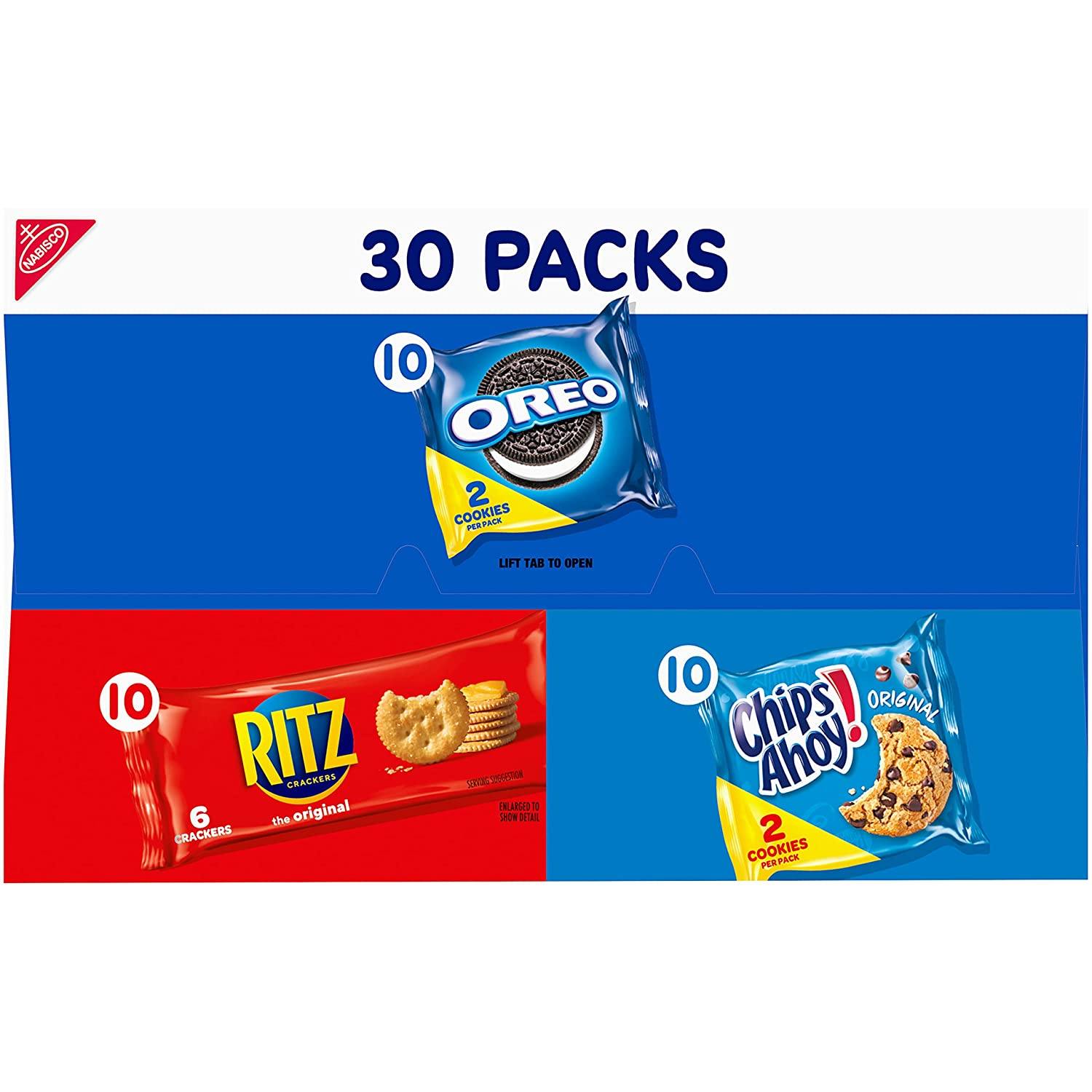 Nabisco Cookies & Cracker Variety Pack, OREO, RITZ & CHIPS AHOY!, 30 Count