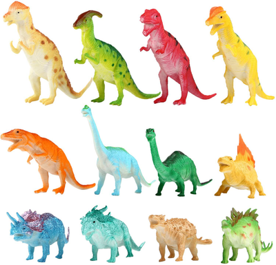 Yeonha Toys Dinosaur Figure, 7 Inch Jumbo Dinosaur Toy Playset(12 Pack), Safe Material Assorted Realistic Dinosaur, Vinyl Plastic Dino Dinosaur Set Party Favors Toys for Kids Boys Toddler Educational