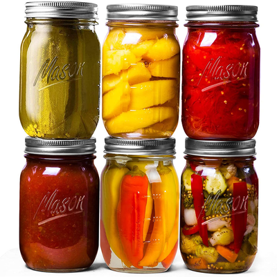 Mason Jars 16 oz (6 Pack), Regular Mouth Canning Jars with Lids and Bands,Glass Jars with Lids for Overnight Oats,Storing Food,Canning,Canning,Preserving, Jam,Jelly