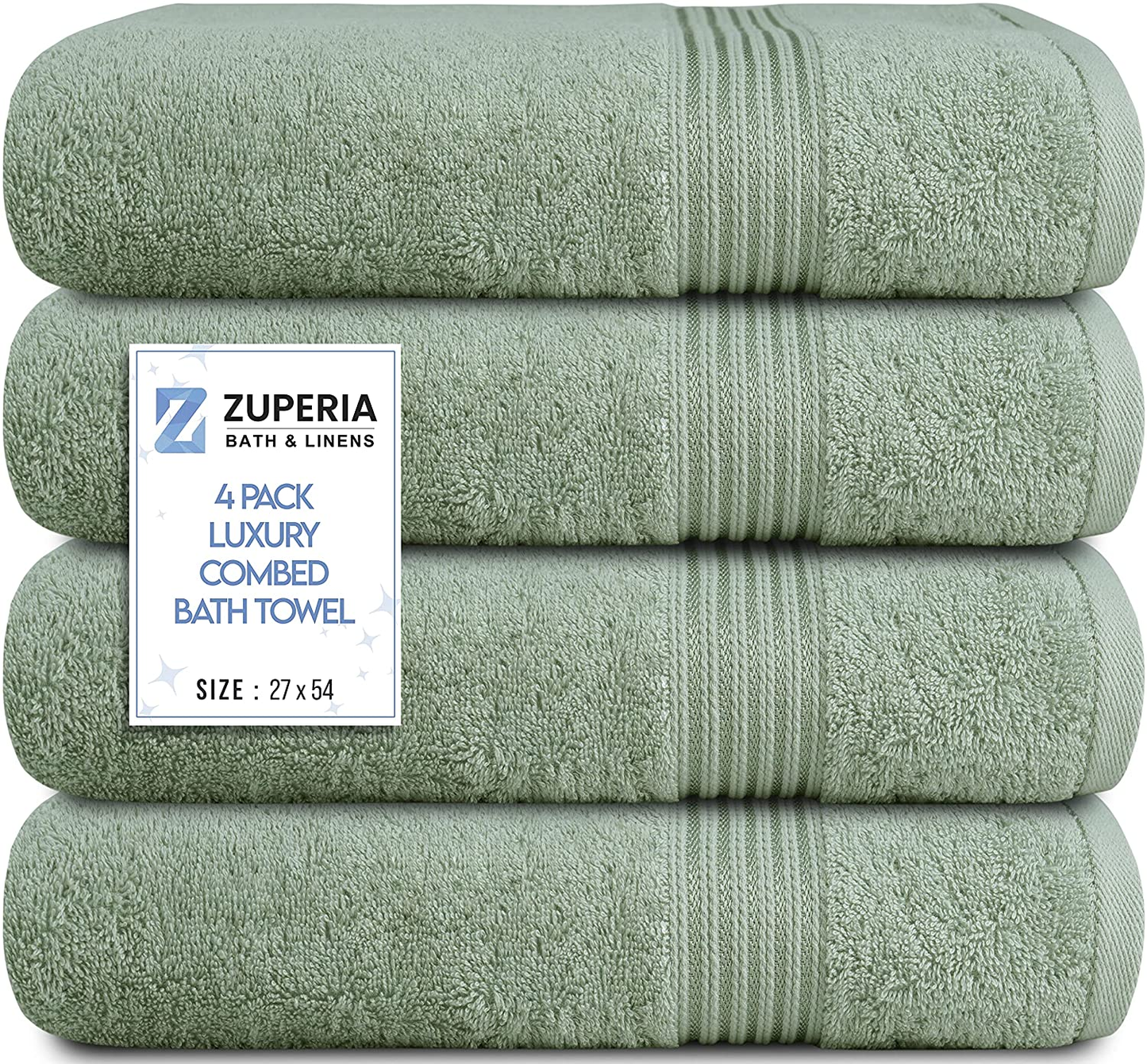 Bath Towels 27" X 54" Set of 4 Ultra Soft 600 GSM 100% Combed Cotton Large Towels for Bathroom, Highly Absorbent Daily Usage Bath Towel Set Ideal for Pool, Home, Gym, Spa, Hotel (Blue)