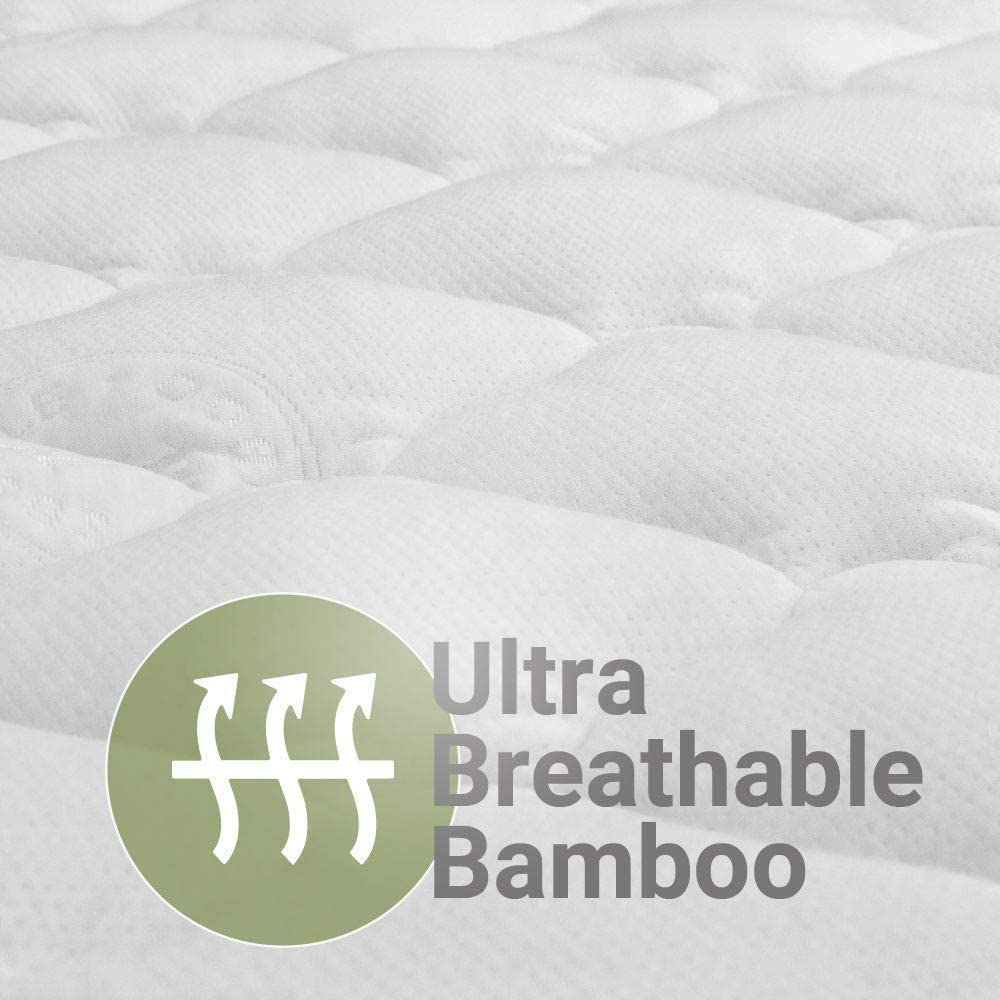 ExceptionalSheets Bamboo Mattress Pad with Fitted Skirt - Extra Plush Rayon from Bamboo Cooling Topper - Removable Pillowtop Mattress Pad - California King Size