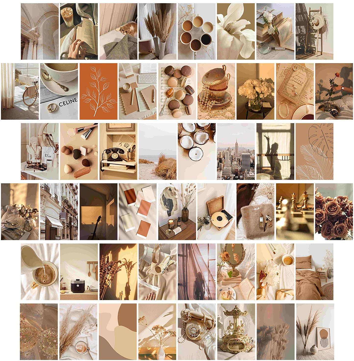 Boho Wall Collage Kit Aesthetic Beige Pictures for Girls Room Decoration 50pcs Colorful Landscape Collage Kit Art