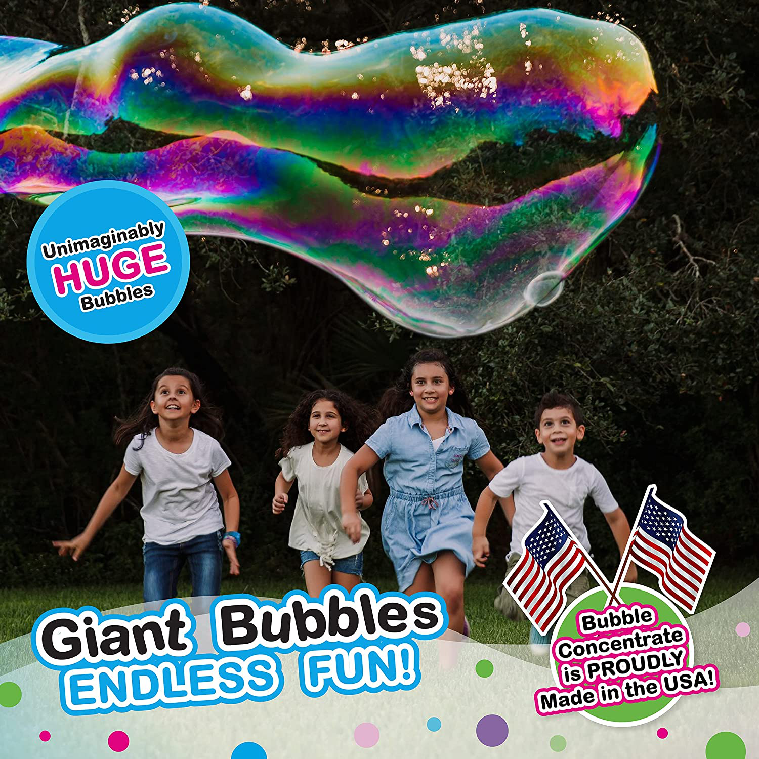 WOWMAZING Giant Bubble Kit: Kit Plus: (7-Piece Set) Great Value - Big Bubbles kit Including Big Bubble Wand and Giant Bubble Solution Concentrate. Makes 1.5 Gallon of Large Bubbles-Kit Plus