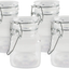 3 1/4" Square Glass 3oz Jar with Hinge Glass Lid for Home Kitchen, Arts & Crafts Projects, Decoration, Snack Foods and Sauces (4 Pack) by Super Z Outlet