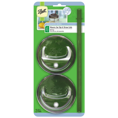 Ball Drinkware, Mason Jar Sip & Straw Lids, Wide Mouth, 2 Count