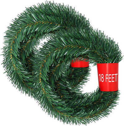 Lvydec 36 Feet Christmas Garland, 2 Strands Artificial Pine Garland Soft Greenery Garland for Holiday Wedding Party Decoration, Outdoor/Indoor Use