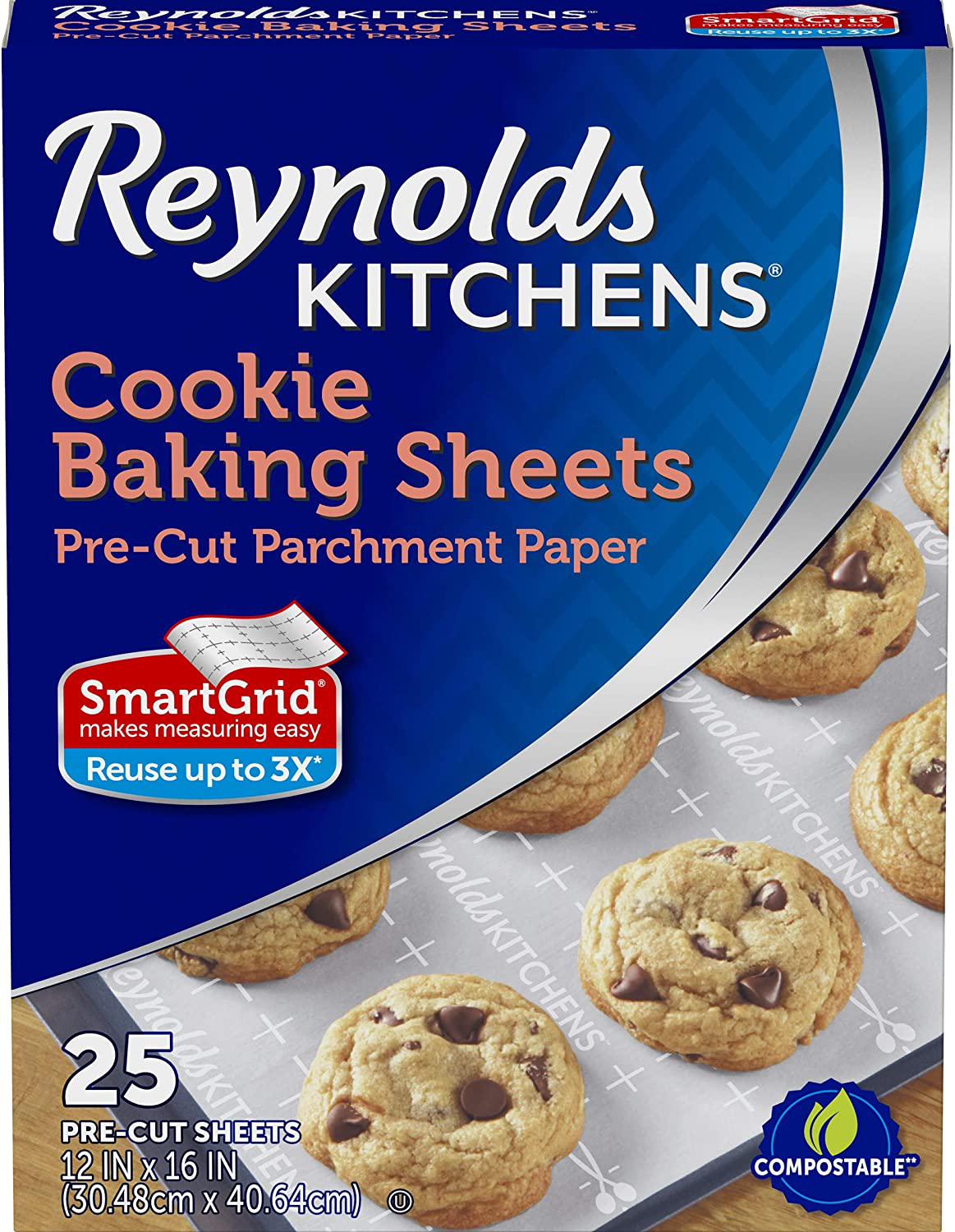 Reynolds Kitchens Cookie Baking Sheets, Pre-Cut Parchment Paper, 25 Sheets (Pack of 4), 100 Total Sheets