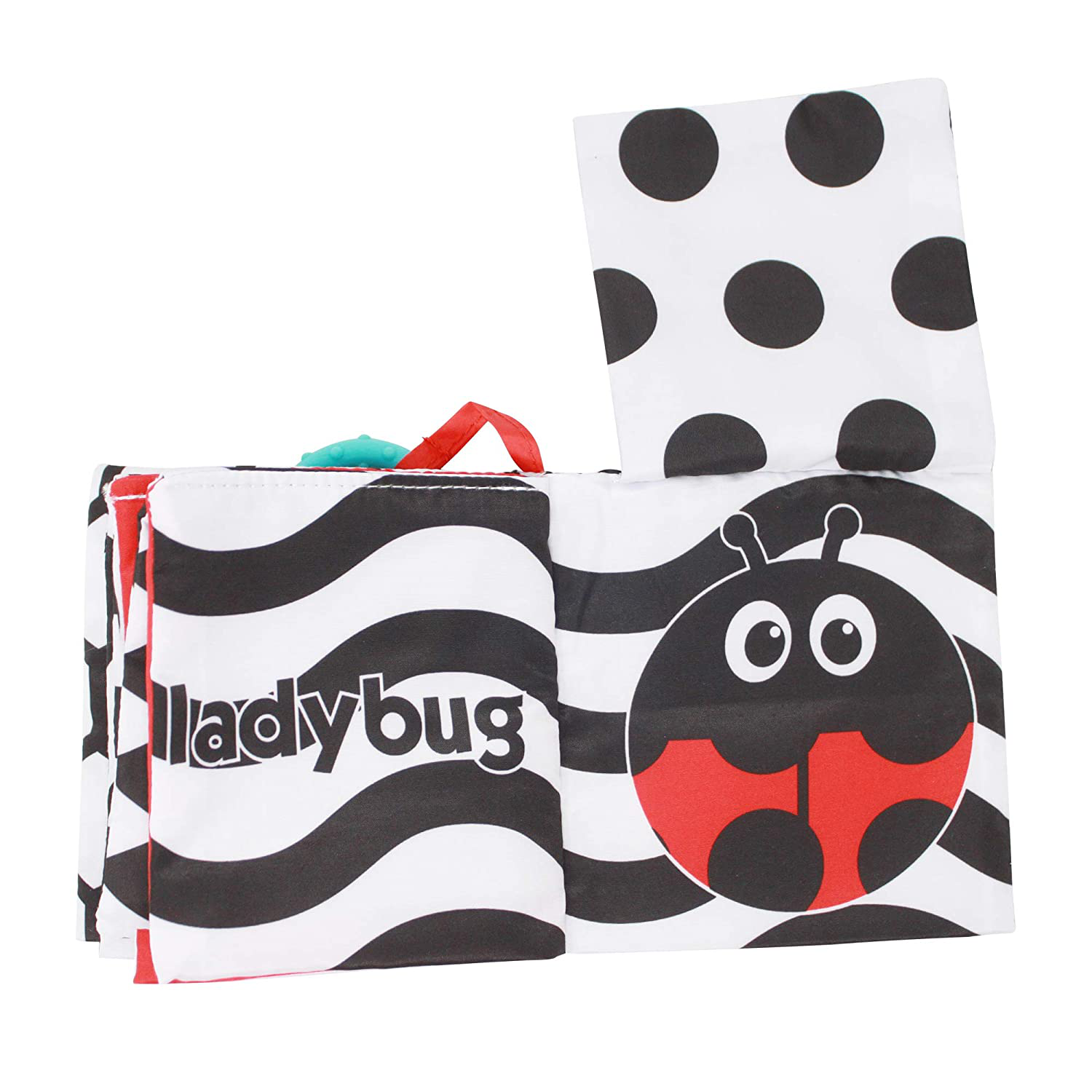 Sassy Peek-a-Boo Activity Book with Attachable Link for On-The-Go Travel | Black & White | for Ages Newborn and Up