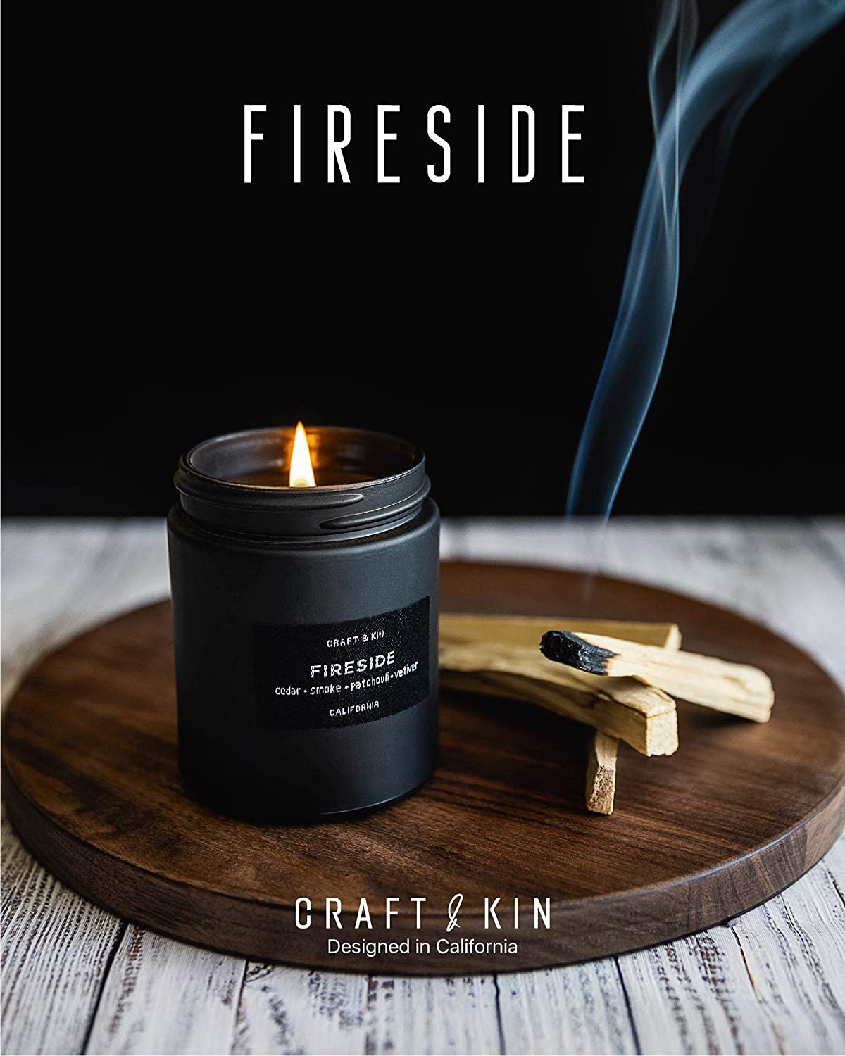 Scented Candles for Men | Smokey Fireside Scented Candle | Soy Candles for Home Scented | Aromatherapy Candle Men Candles | Candle for Men Candles | Long Lasting Candles Masculine Candle in Black Jar