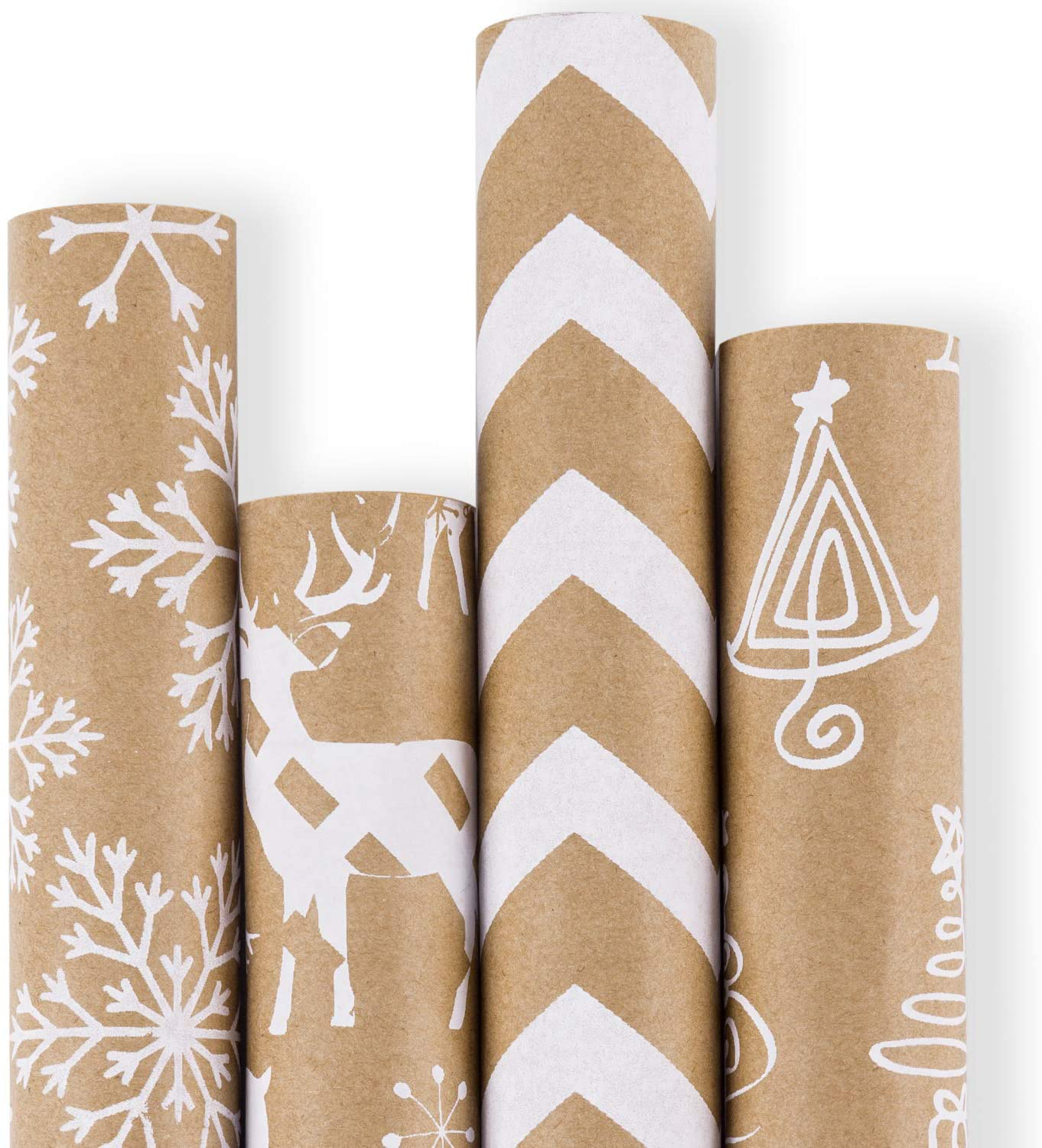 RUSPEPA Christmas Wrapping Paper -  Christmas Elements Print Paper - 4 Roll-30Inch X 10Feet per Roll