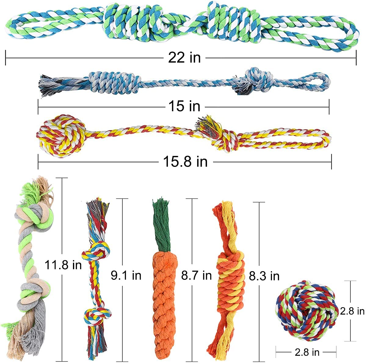 Dog Rope Toys for Large Medium Dogs Aggressive Chewers,Large Dog Rope Toys 8 Pack Interactive Rope Teething Indestructible Dog Toy with Heavy Dog Rope Chew Toys for Large Medium Small Breed