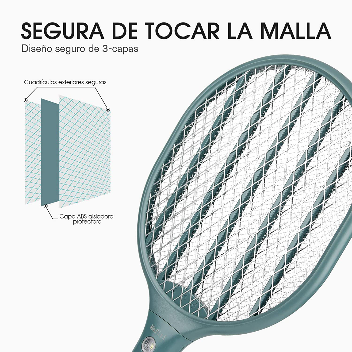 mafiti Bug Zapper Electric Fly Swatter Mosquito Killer Racket Rechargeable for Indoor and Outdoor Pest Control, LED Light 1-Pack