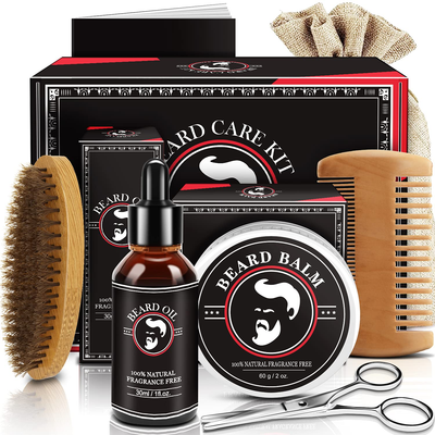 Beard Grooming Kit with Beard Oil Beard Balm Beard Brush Beard Comb Beard Scissor
