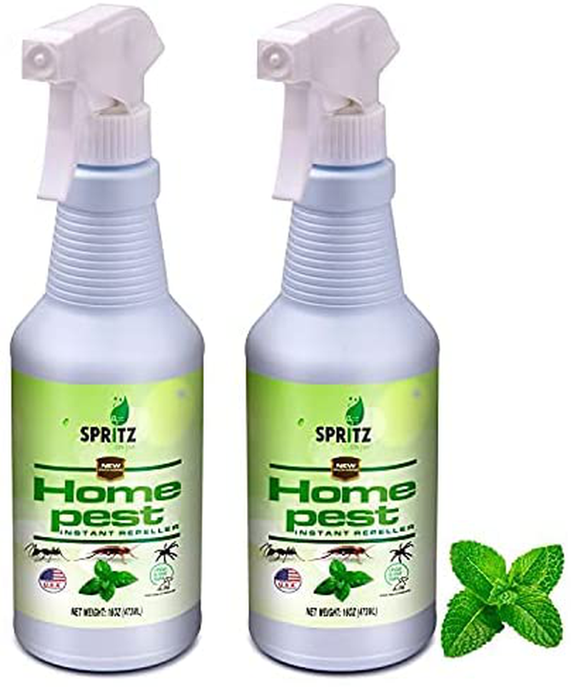 Spritz Home Pest Peppermint Oil Spray for Bugs & Insects | 100% Non-Toxic | Made with Essential Oils - Pet Safe and Effective | Ant, Roach, and Spider Repellent 16oz (2)