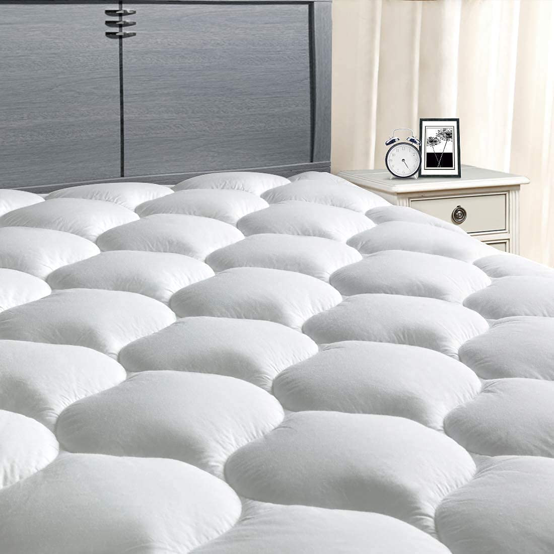 MASVIS King Mattress Pad Cover 8-21”Deep Pocket - Pillow Top Quilted Mattress Topper Overfilled Snow Down Alternative