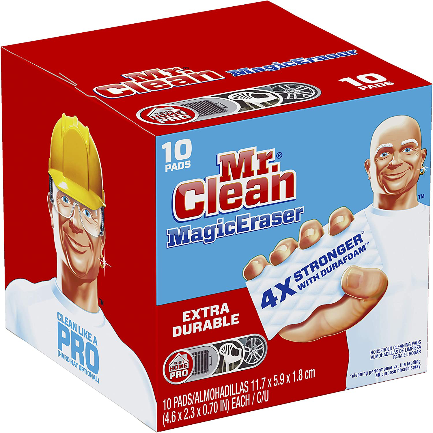 Mr. Clean Magic Eraser Extra Durable, Cleaning Pads with Durafoam, 10 Count