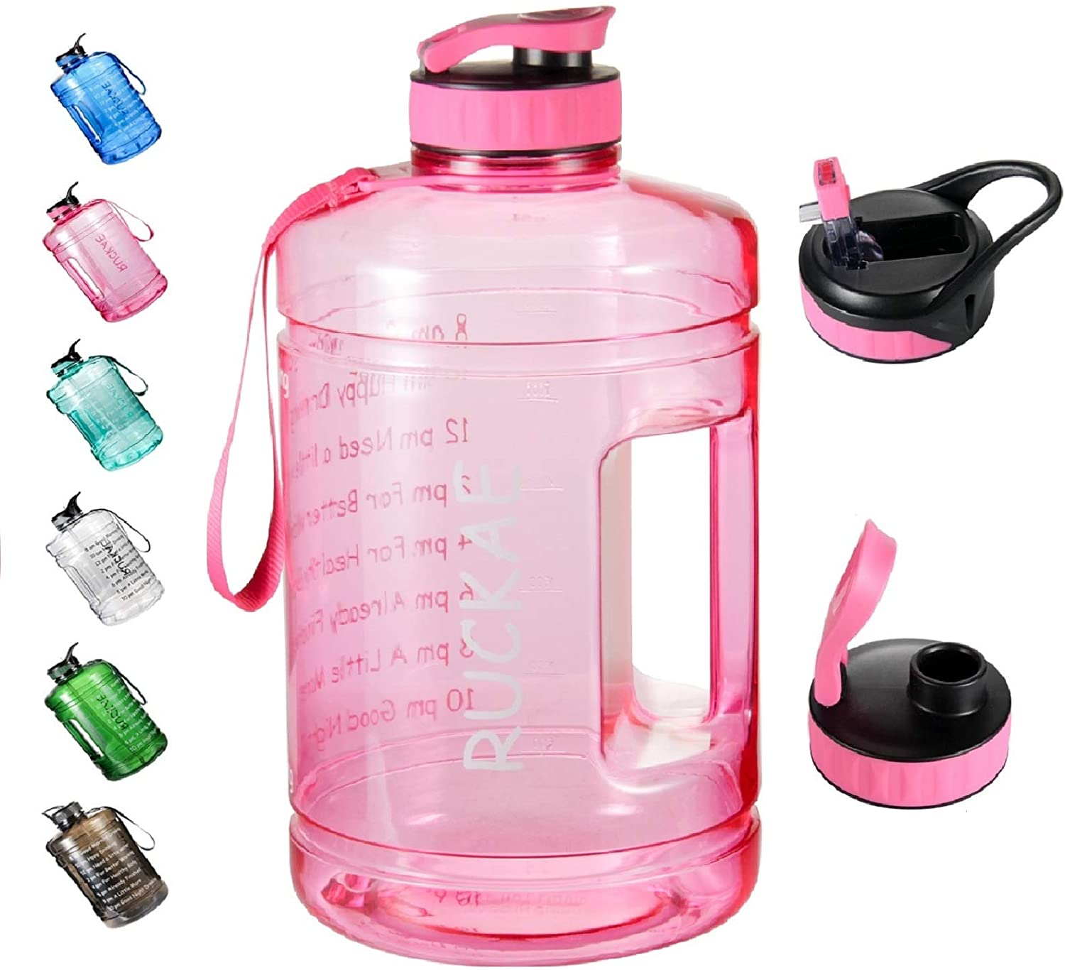 1 Gallon Water Bottle with Straw and One Replaceable Lids, 128OZ Motivational Water Bottle with Time Marker to Drink Enough Water Daily for Fitness, Outdoor