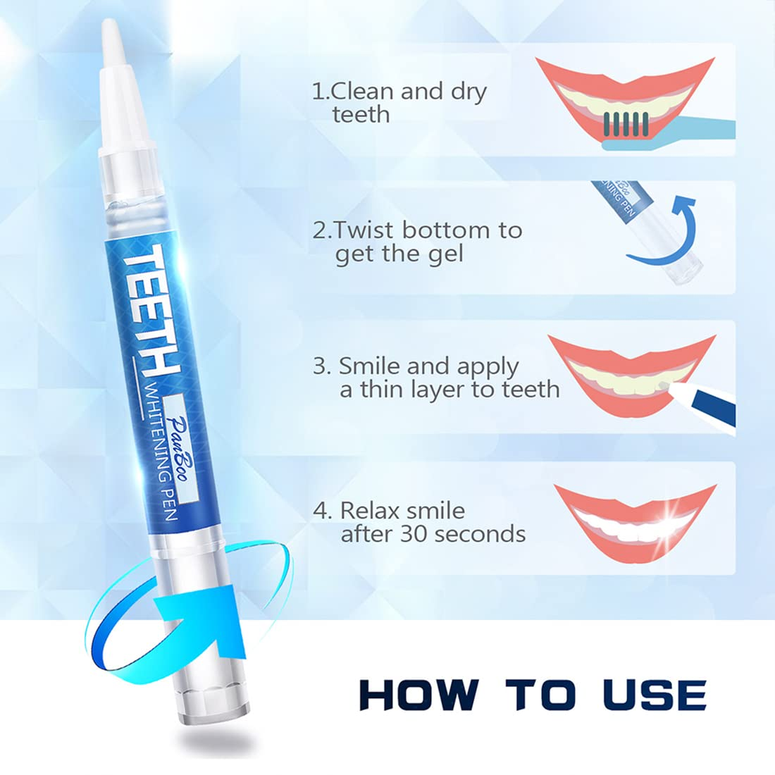 Teeth Whitening Pen, Use Twice a Day up to 1-6 Shade Whiter in 1-2 Weeks, 4 No Sensitivity Pens, 70+ Whitening Treatments, Effective, Pain Free and Enamel Safe, Easy to Use at Home Travel, Flavourless